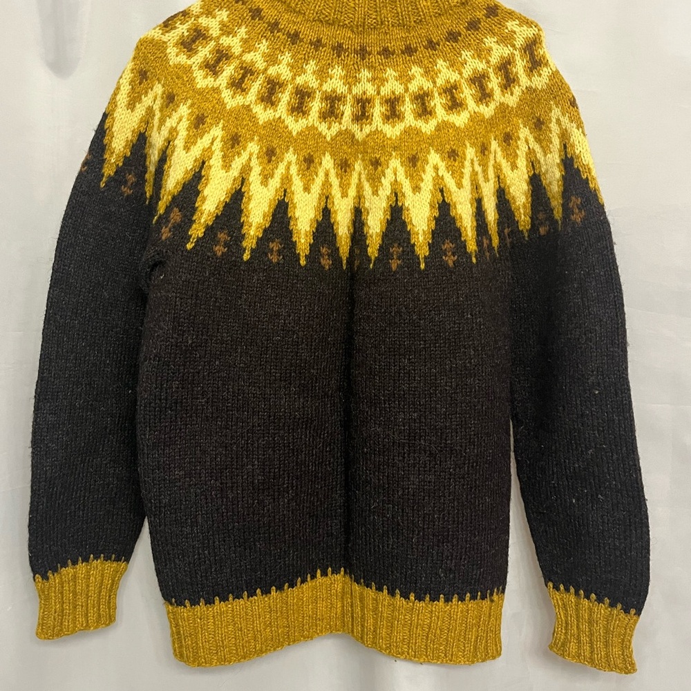 Mustard and Charcoal Fair Isle Wool Sweater - Picture 2 of 7